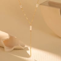 Image 2 of Gold Plated Y Shape Imitation Pearl Necklace