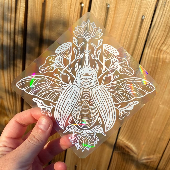 Lotus & Beetle Sun Catcher