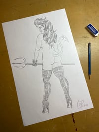 Image 2 of PITCHFORK DEVIL GIRL Original sketch
