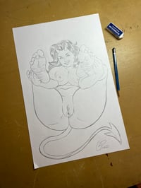 Image 2 of CURVY LEGS UP DEVIL GIRL Original sketch