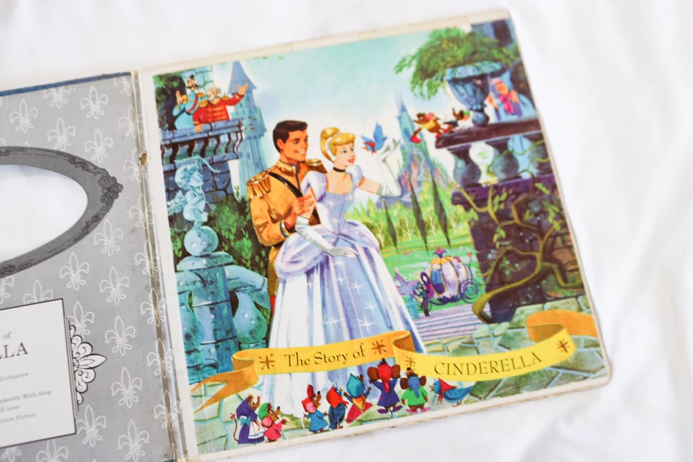 Image of Vintage Walt Disney's Cinderella Magic Mirror Record with Book (1960)