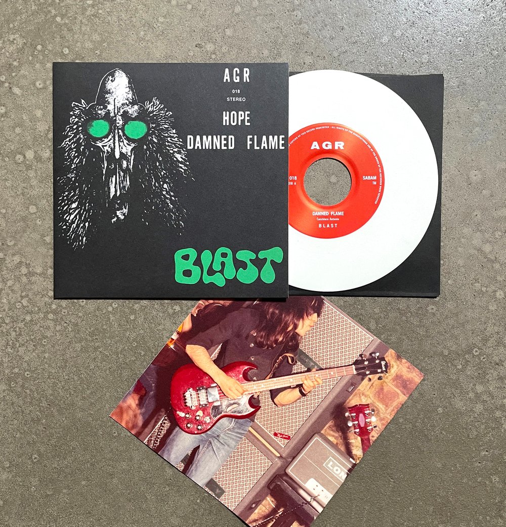 BLAST • 'DAMNED FLAME' •••7"••• PICTURE SLEEVE - WHITE VINYL - EDITION OF 200