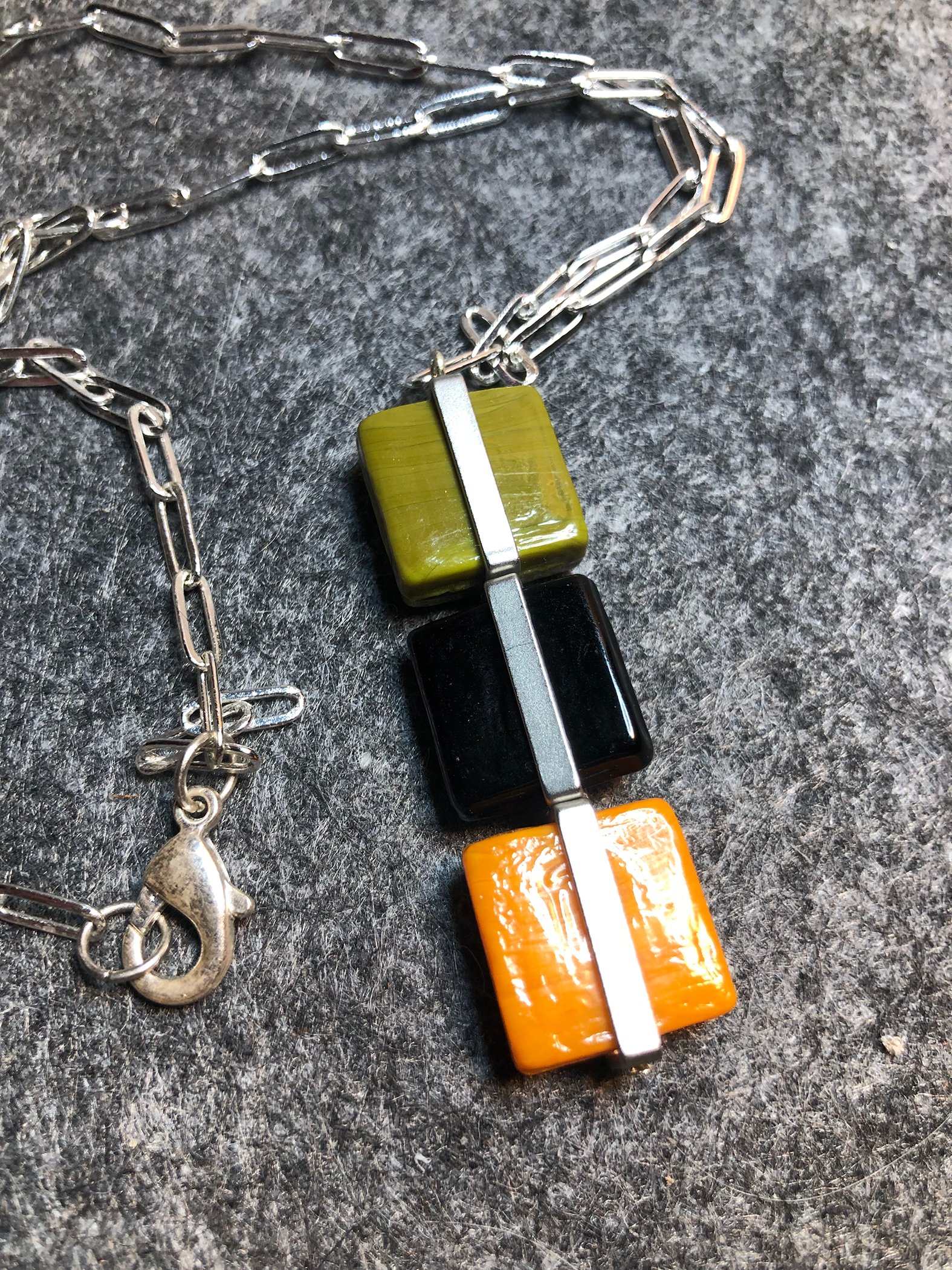 Image of Green black and orange pendant