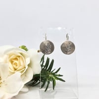 Image 4 of Sterling Silver  Earrings - Delicate stamped Leaf motif on Fine Silver (SJ026)