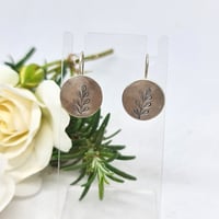 Image 3 of Sterling Silver  Earrings - Delicate stamped Leaf motif on Fine Silver (SJ026)