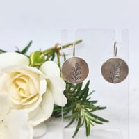 Image 1 of Sterling Silver  Earrings - Delicate stamped Leaf motif on Fine Silver (SJ026)