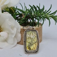 Image 1 of Silver and Hand Carved Golden Labradorite Pendant - Delicate finish (SJ007)