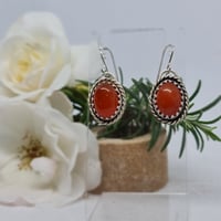 Image 2 of Silver and Carnelian Drop Earrings- (SJ010)