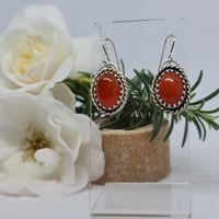 Image 1 of Silver and Carnelian Drop Earrings- (SJ010)