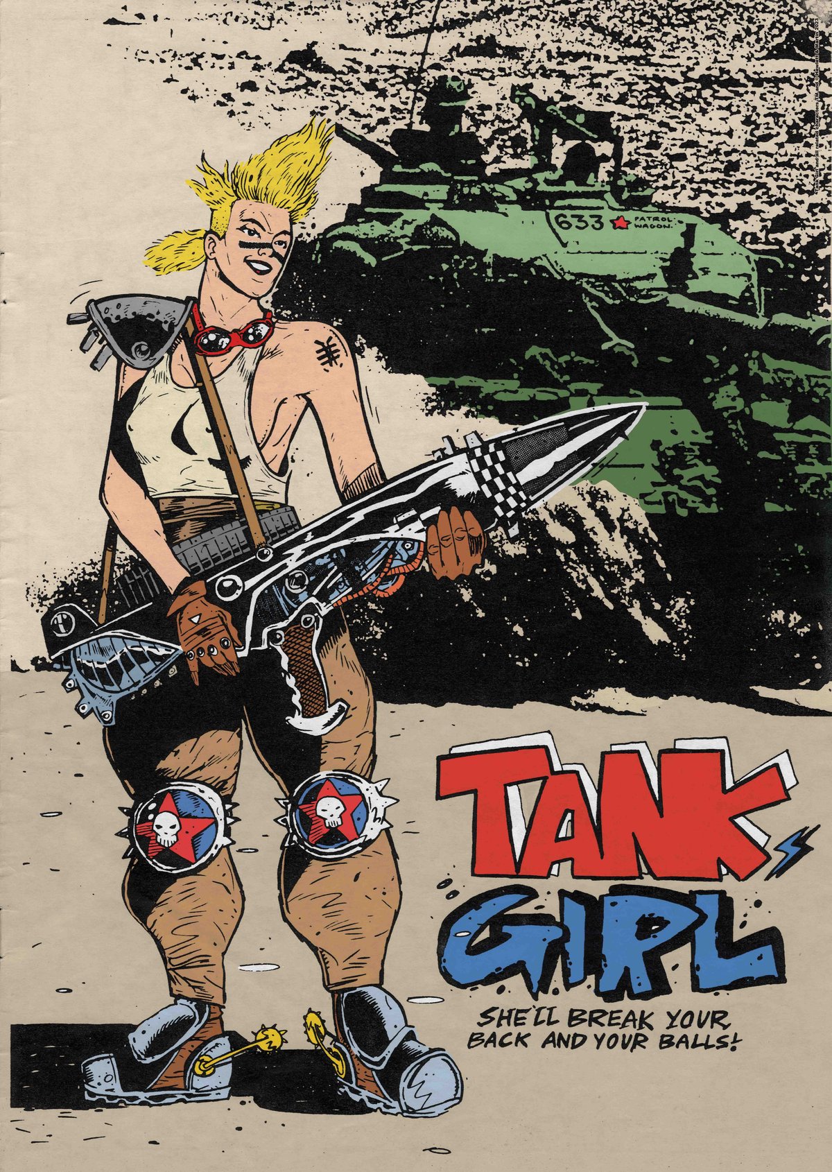 Image of Tank Girl 1st Appearance - Atom Tan #1 Full Size A4 Edition - with Printed Patch and Poster Magazine