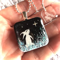 Image 3 of Winter Bunny Wishing on a Star Resin Pendant