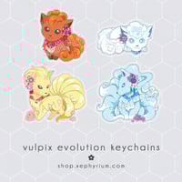 Image 2 of Vulpix Evolution Acrylic Charm Keychain