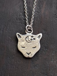 Image 1 of The Witch's Familiar recycled silver cat pendant