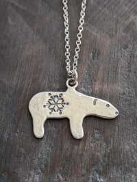 Image 1 of Snow Bear textured recycled silver pendant