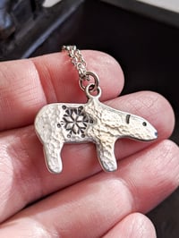 Image 2 of Snow Bear textured recycled silver pendant