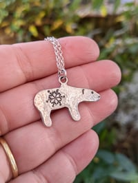 Image 3 of Snow Bear textured recycled silver pendant