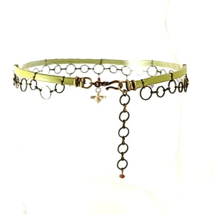 Image of Bright Yellow-Green and Brass Choker with a Brass Bee