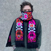 Image 1 of Haunted Skull Stack Knit Scarf