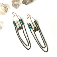 Image 1 of Mother of Pearl and Turquoise Drape Earrings
