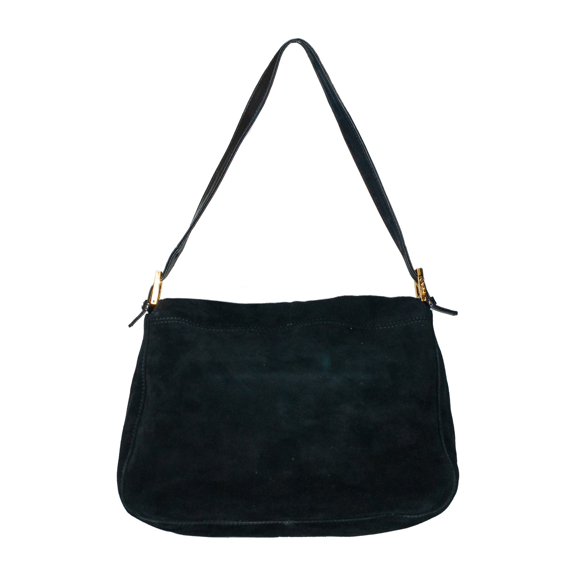 Image of Fendi Black Suede Mama Baguette Bag
