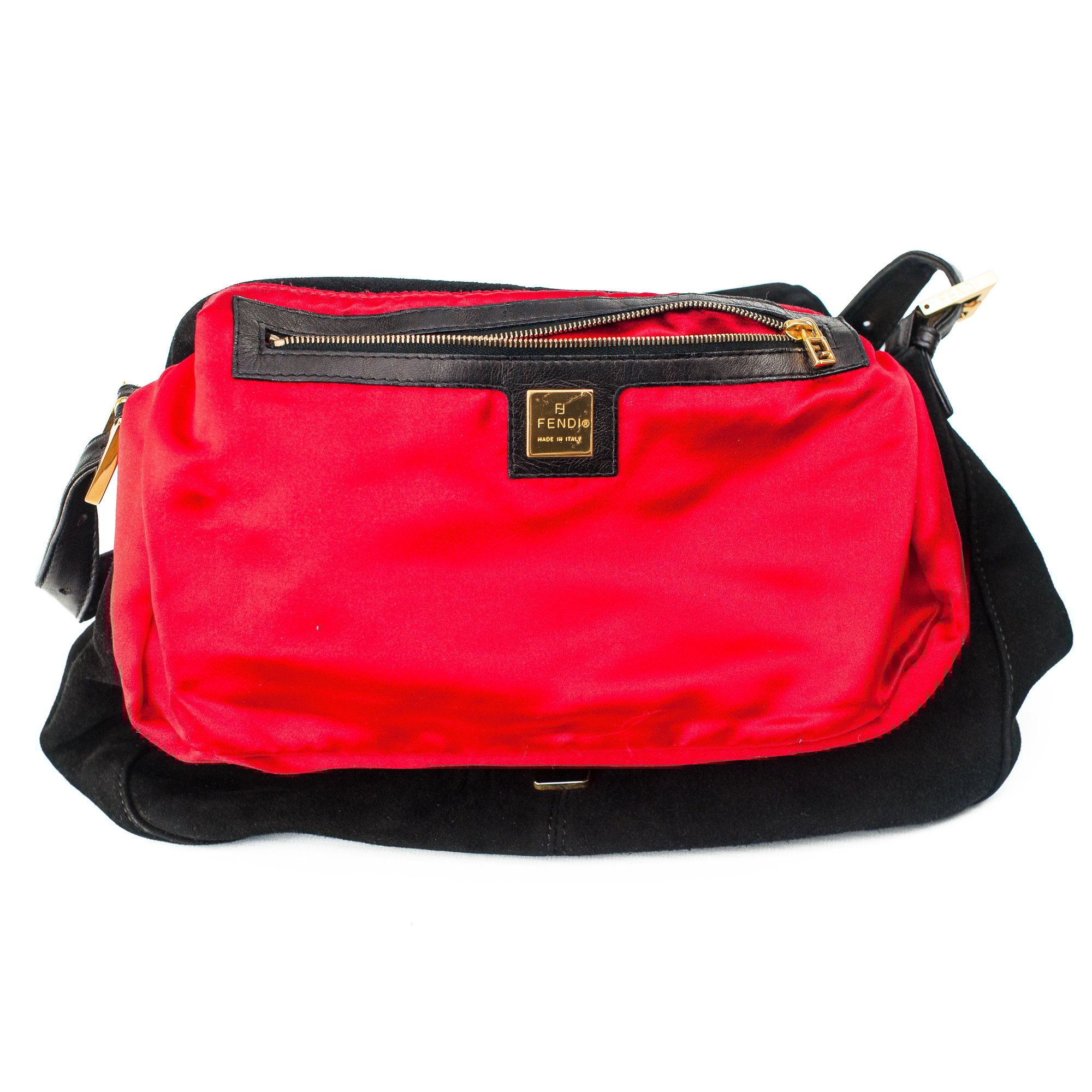 Image of Fendi Black Suede Mama Baguette Bag
