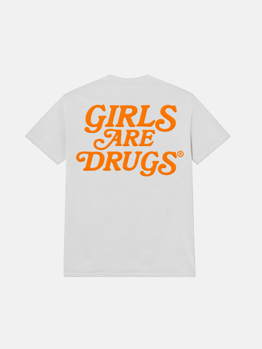 Image of GIRLS ARE DRUGS® TEE - WHITE / ORANGE