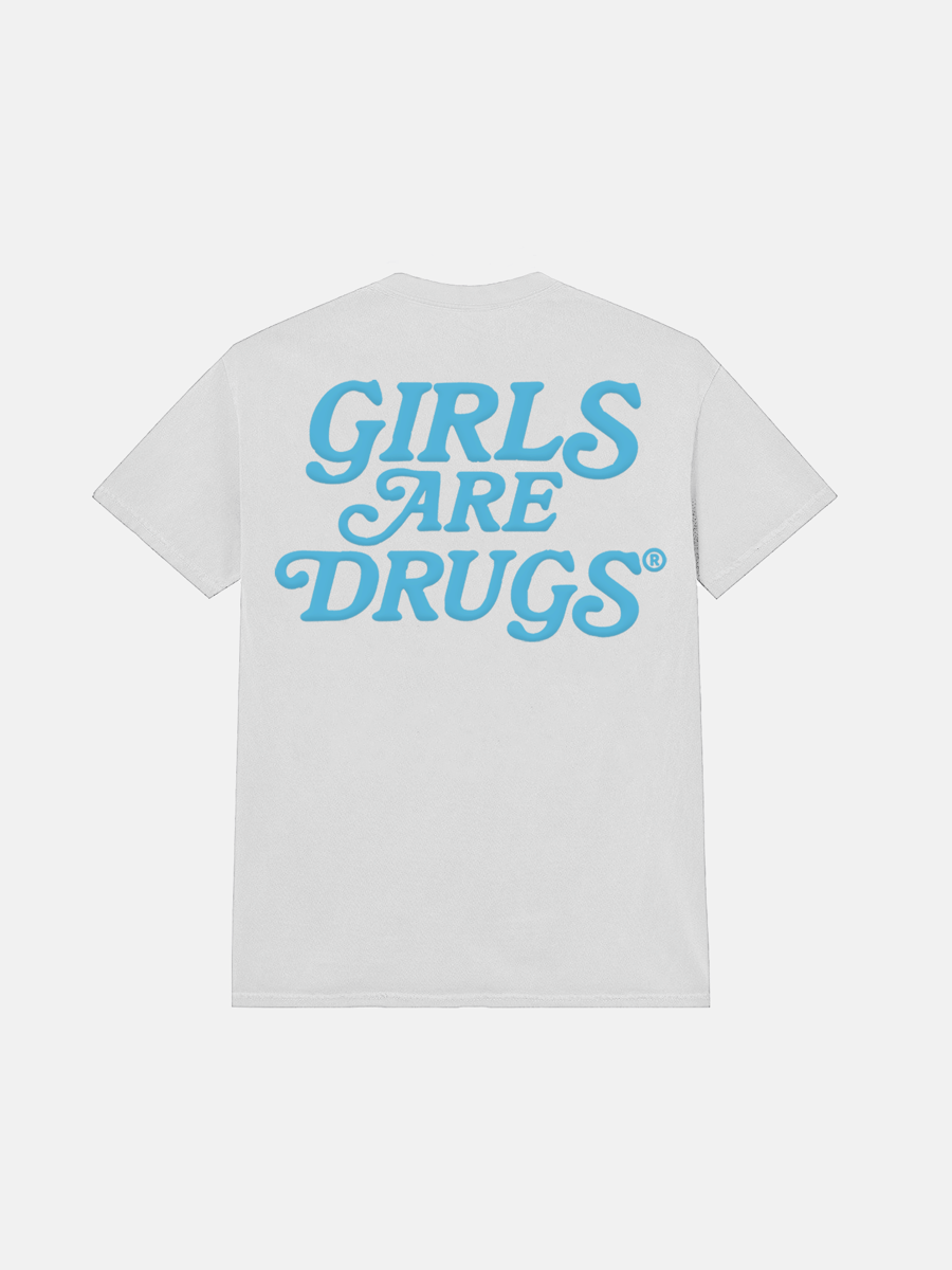 Image of GIRLS ARE DRUGS® TEE - WHITE / CAROLINA BLUE