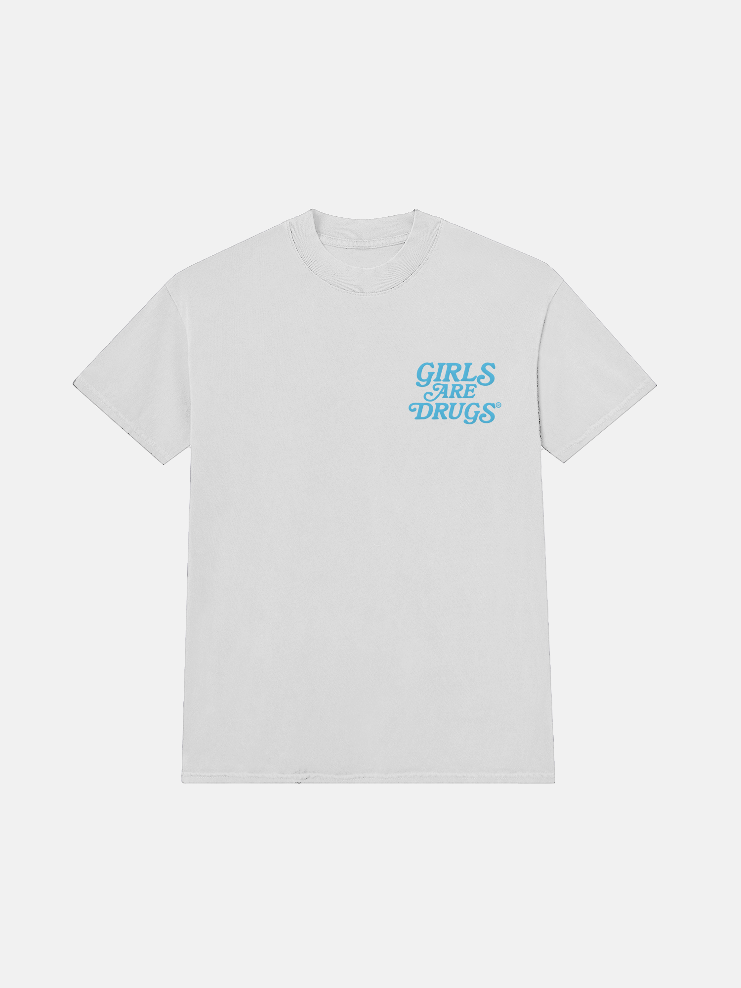Image of GIRLS ARE DRUGS® TEE - WHITE / CAROLINA BLUE