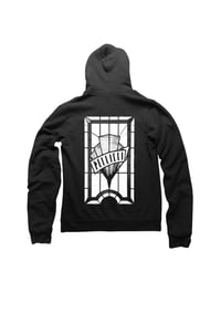 Image 1 of BLACK AND WHITE STAINED GLASS WINDOW HOODIE