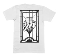 Image 1 of BLACK AND WHITE STAINED GLASS WINDOW T SHIRT WHITE
