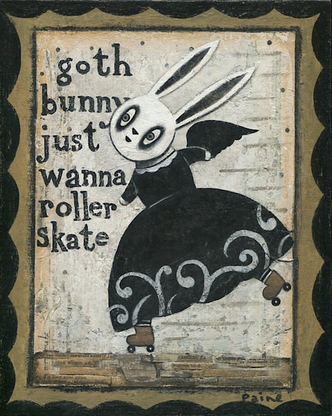 Image of Goth Bunny Just Wanna Roller Skate
