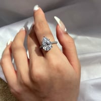 Image 3 of pear SHAPE SILVER  RING 梨形锆石银戒