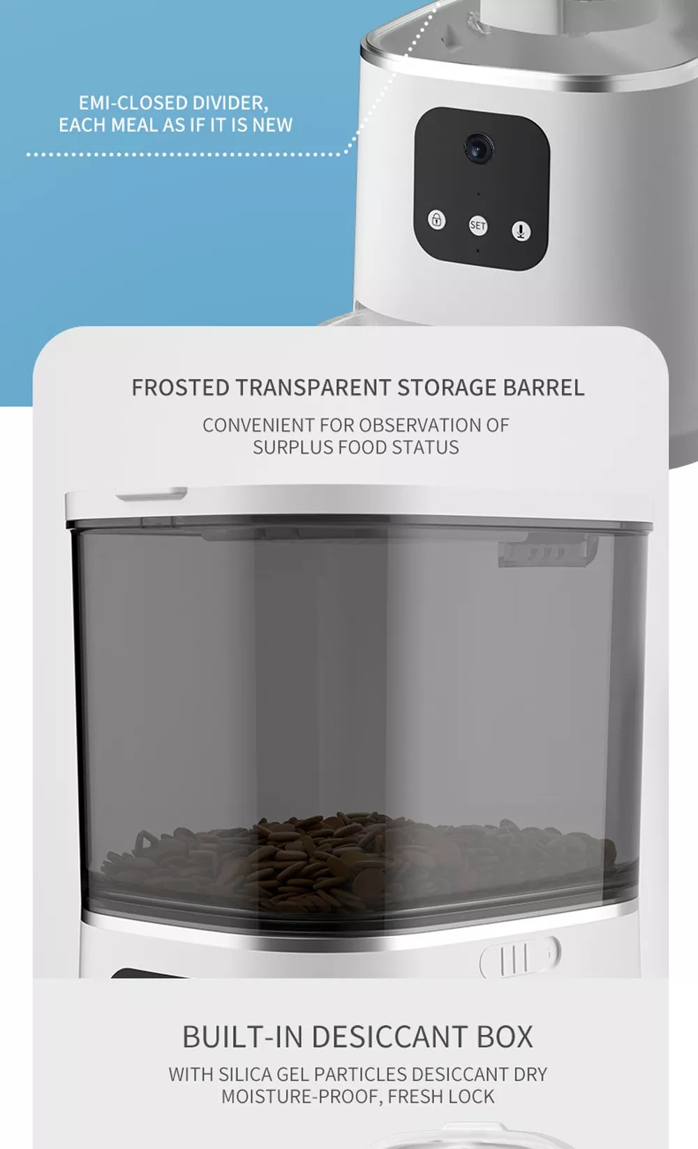 6L Smart WiFi Camera Automatic Pet Feeder Remote Control For Cats