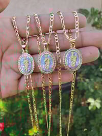 Blue Oval San Judas Tadeo Necklaces 