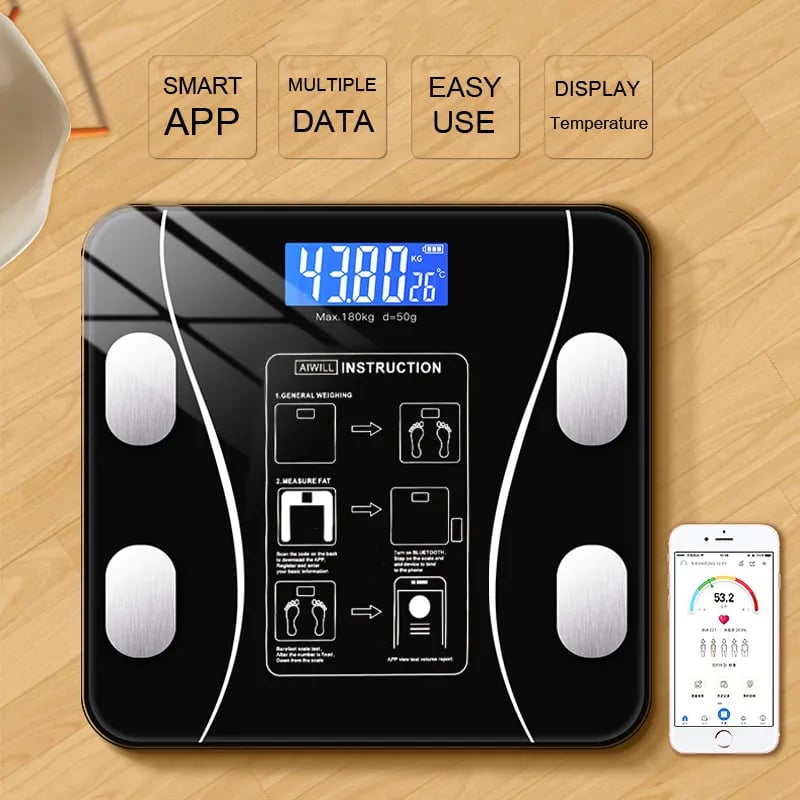 Body Fat Scale Smart Wireless Digital Bathroom Weight Scale Body Composition Analyzer With Smartphon