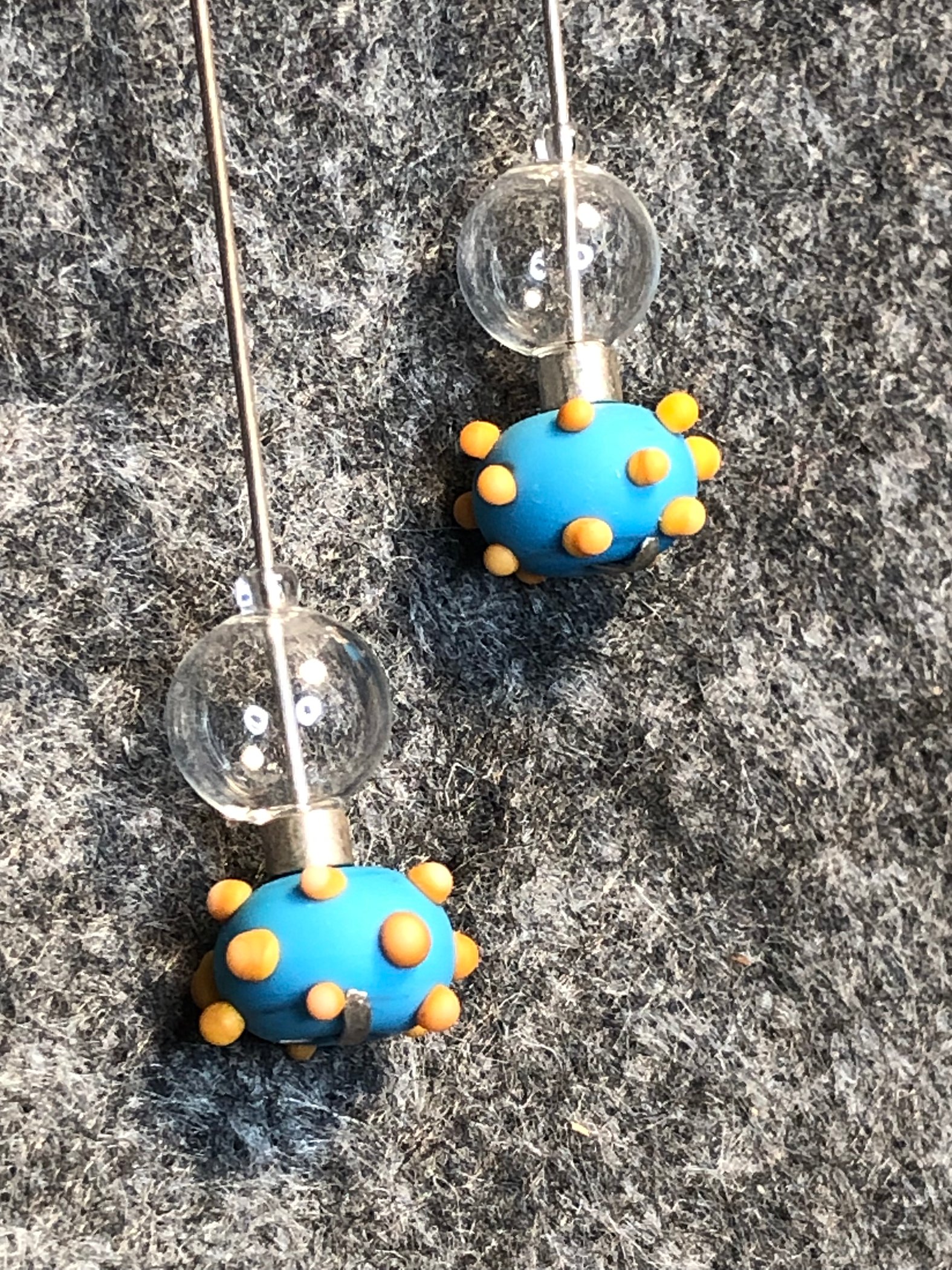 Image of Blue glass dots earrings