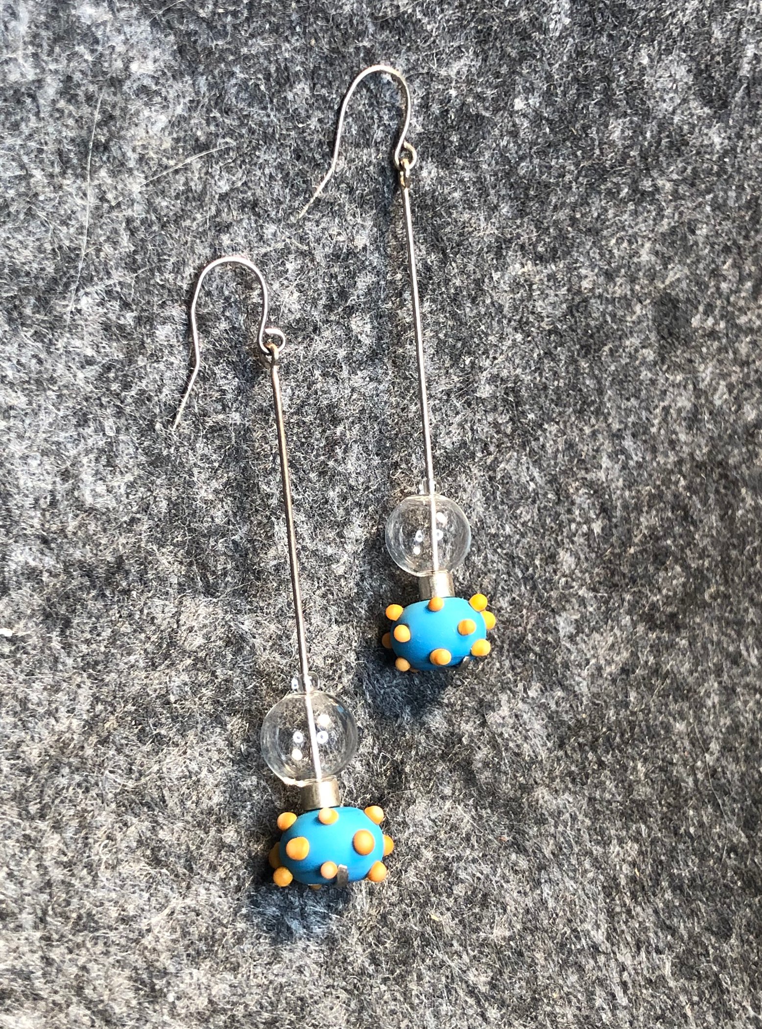 Image of Blue glass dots earrings