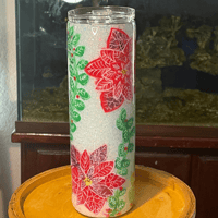 Image of Hand Painted Poinsettia 30oz Stainless Steel Tumbler 