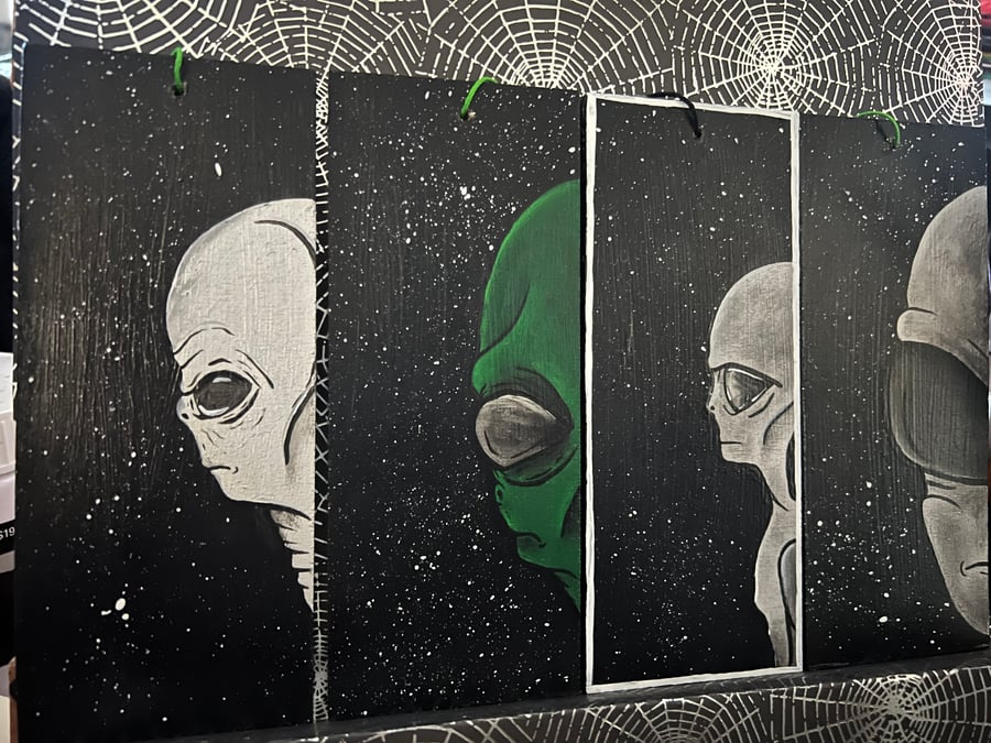Image of Hand painted alien art 4 pack 