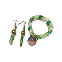 Jade Green set ( bracelet & earrings )