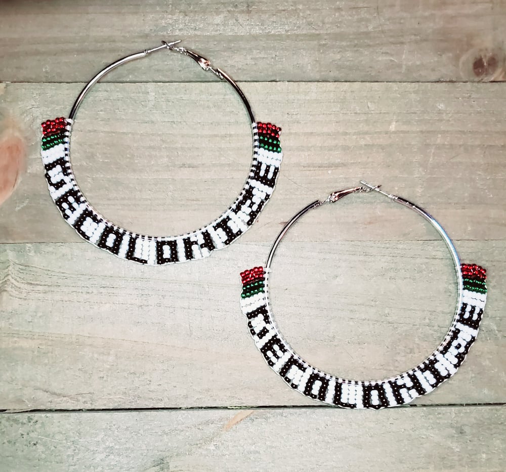 Image of DECOLONIZE Beaded Hoop Earrings- Red, Green, White, Black