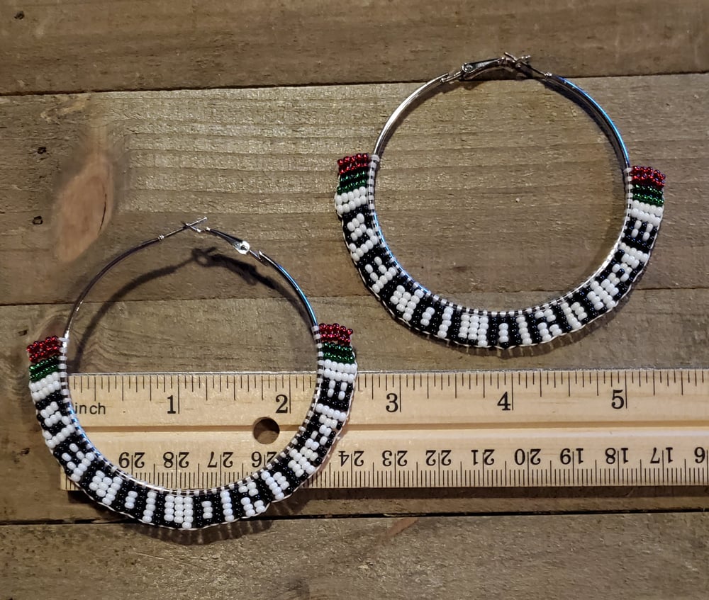 Image of DECOLONIZE Beaded Hoop Earrings- Red, Green, White, Black