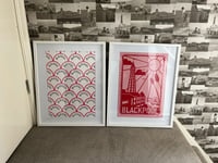 Image 2 of Blackpool Cut Out Style Print (Red/Pink)