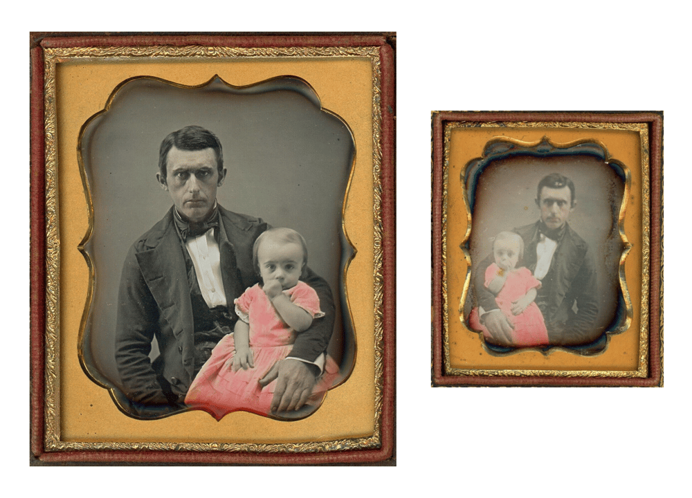 Image of Anonyme: two portraits of father and daughter, USA ca. 1855