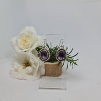 Image 3 of Silver and Rose Cut Amethyst Drop Earrings- (SJ009)