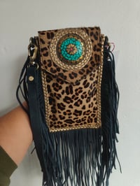Image 1 of Fur baby mobile bag leopard print 
