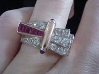 Image 4 of FINE QUALIY RETRO 18CT NATURAL RUBY DIAMOND 1.00ct TANK COCKTAIL RING