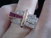 FINE QUALIY RETRO 18CT NATURAL RUBY DIAMOND 1.00ct TANK COCKTAIL RING