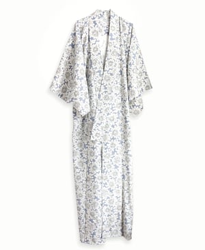 Image of Dueblå kimono med hvide peoner