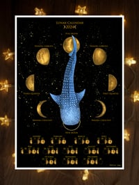 Image 1 of Moon Calendar 2024 Lunar Whale Shark Art Print